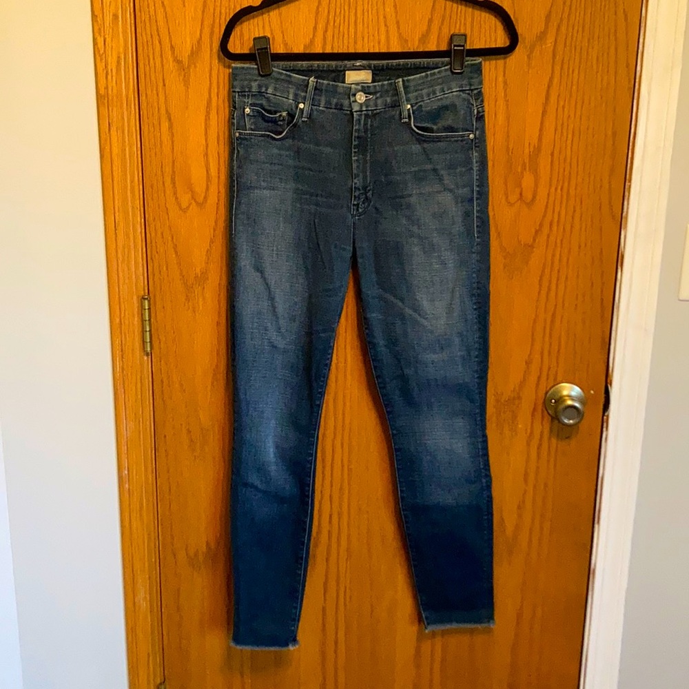 Mother High Waisted Looker Ankle Fray Jeans